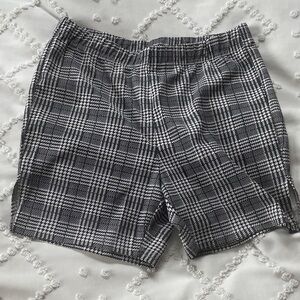 Bloomchic Black and White Plaid Biker Shorts